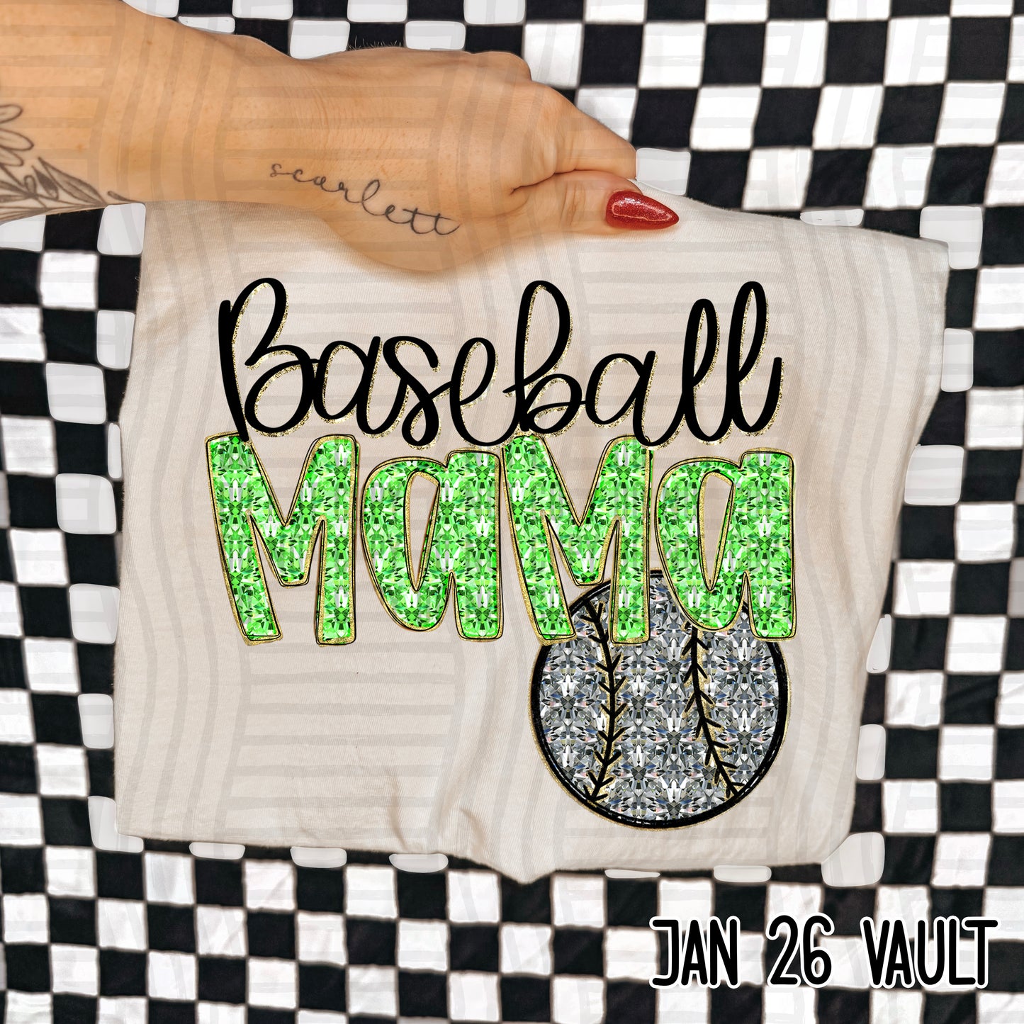Baseball Mama Lime DTF Transfer