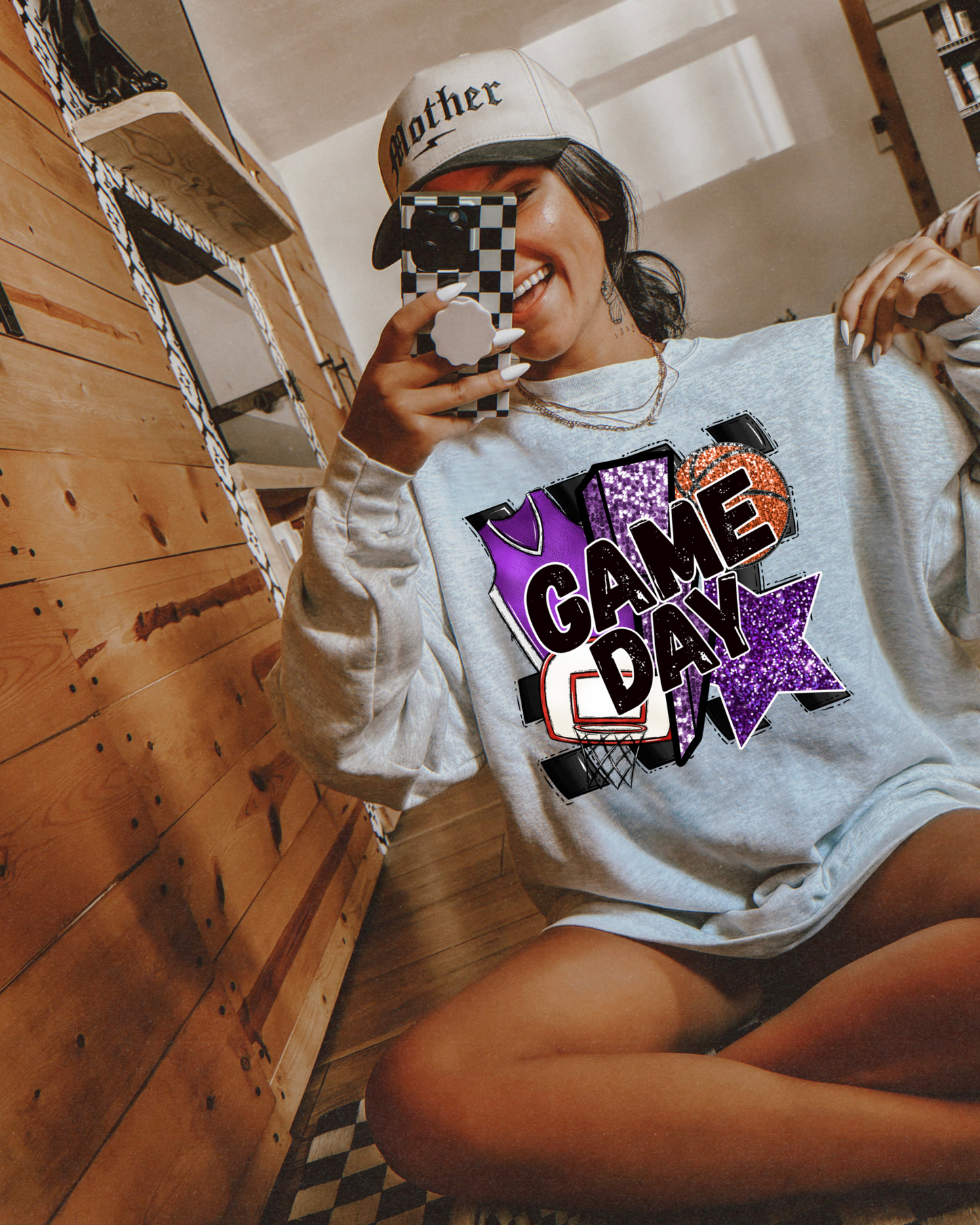 Game Day Basketball (purple glitter)