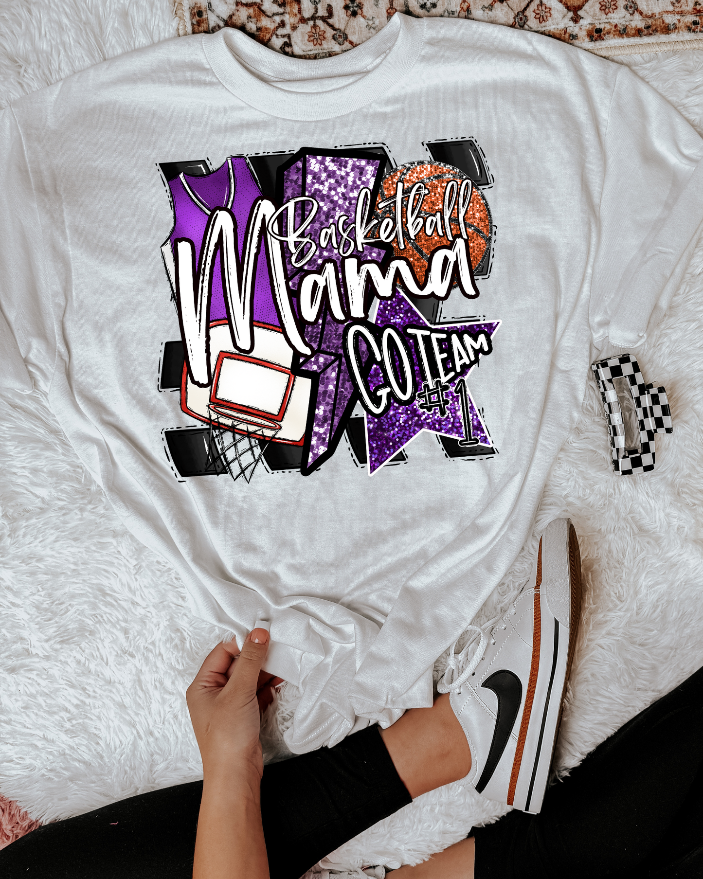 Basketball Mama Go Team (purple/glitter)