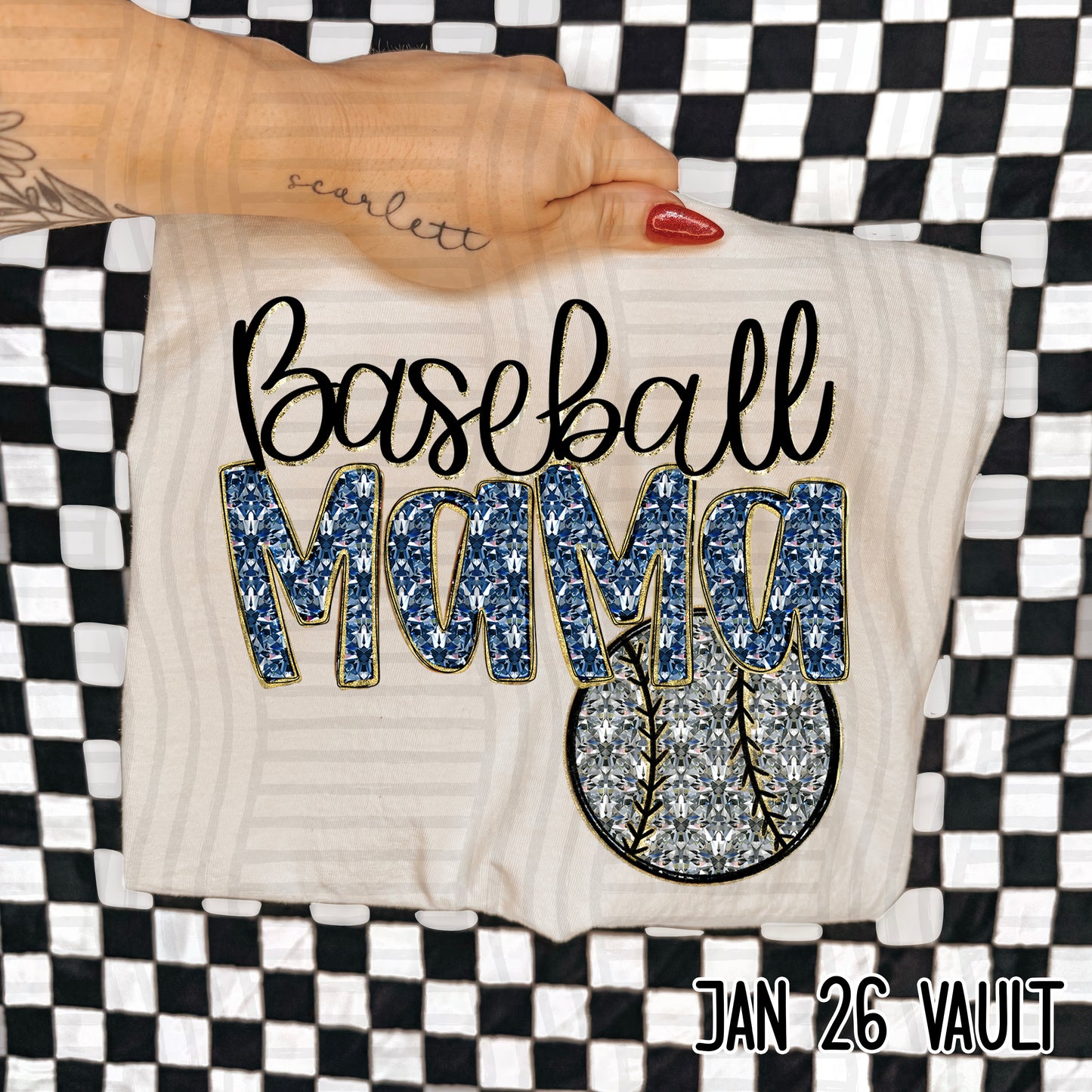Baseball Mama Navy DTF Transfer