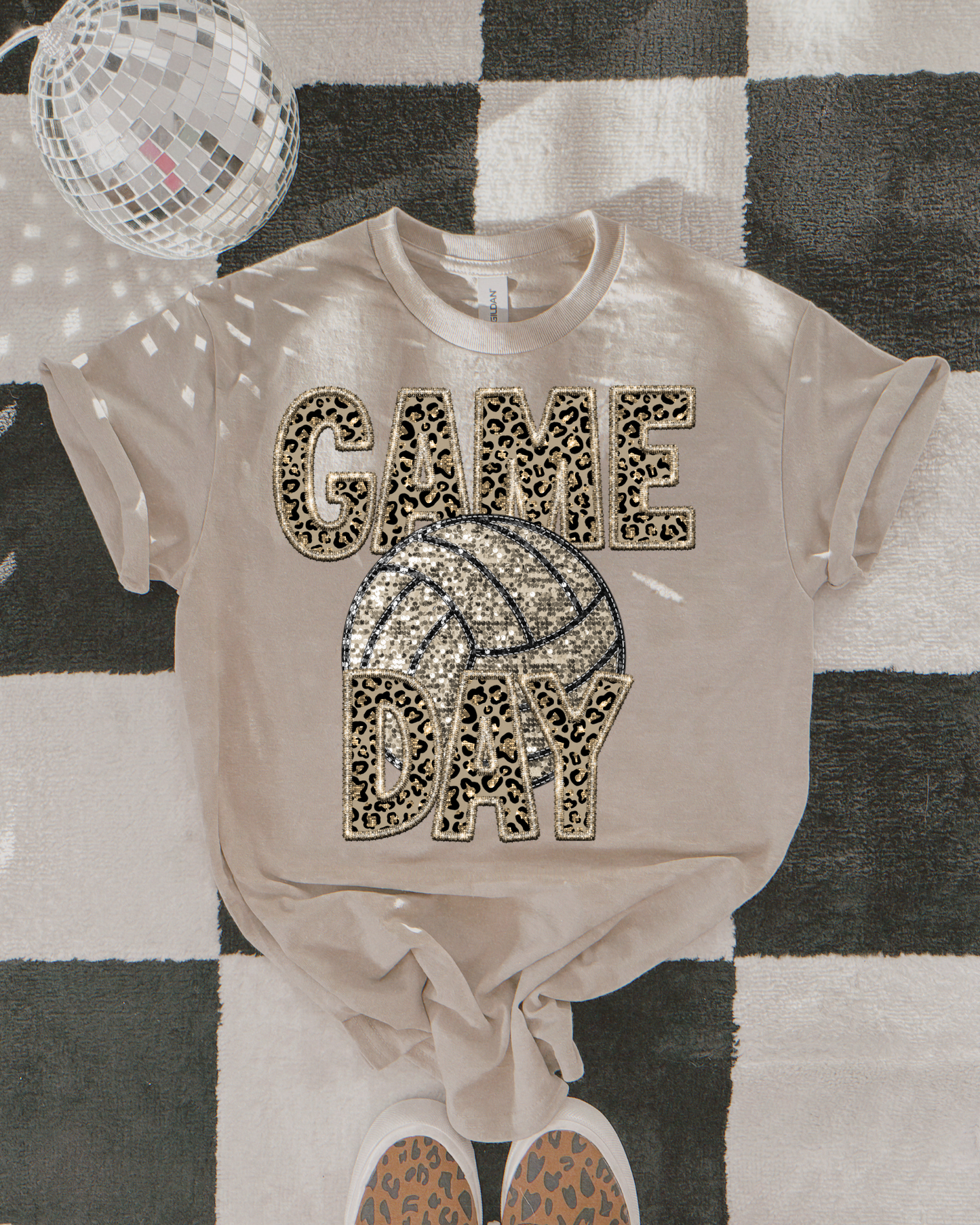 Game Day Volleyball (leopard glitter)