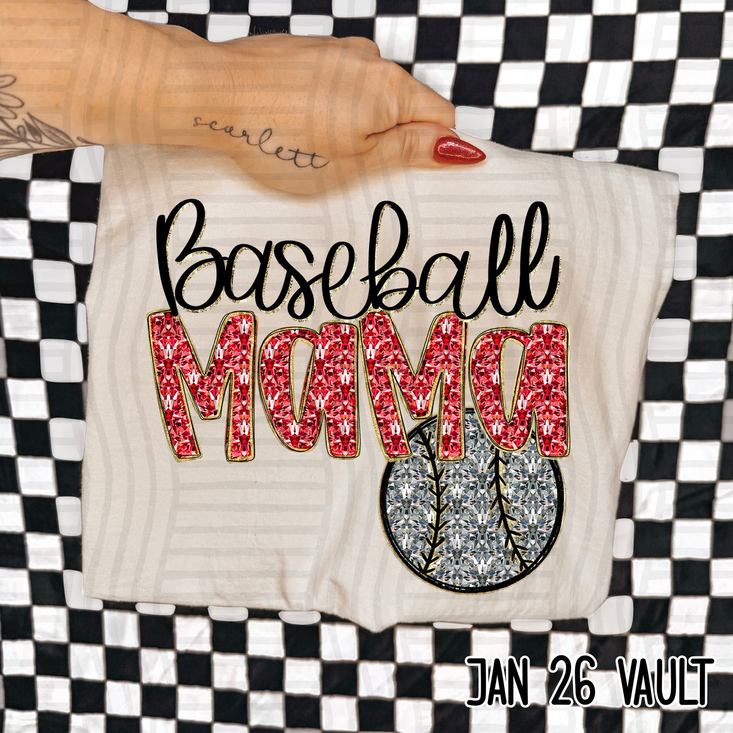 Baseball Mama Red DTF Transfer