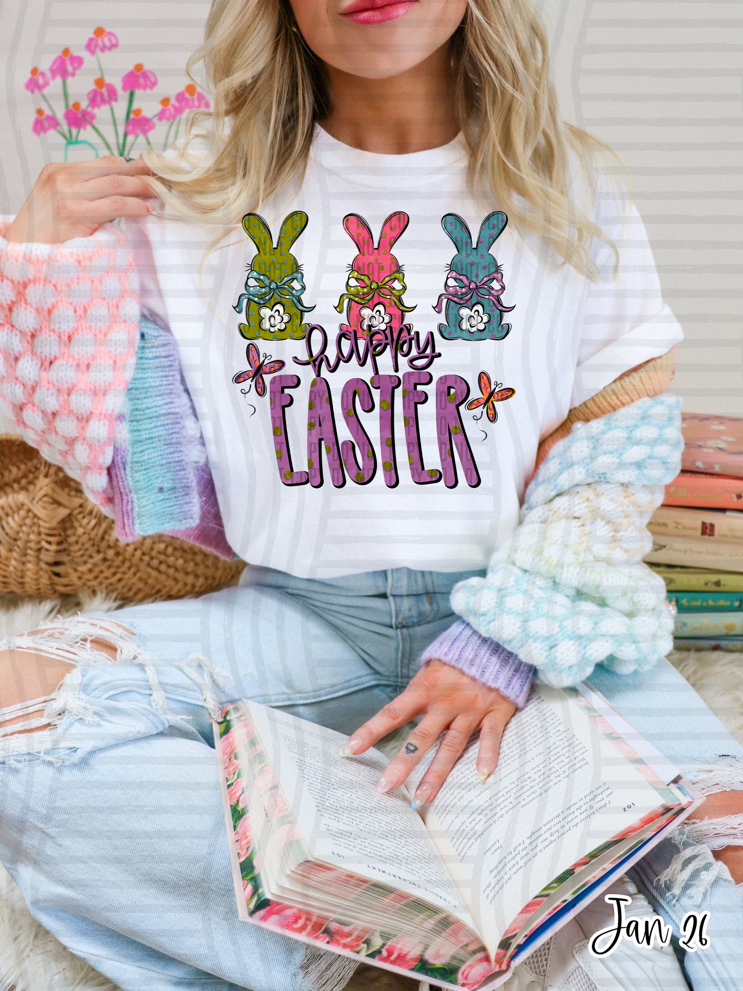 Happy Easter Bunny Letter DTF Transfer