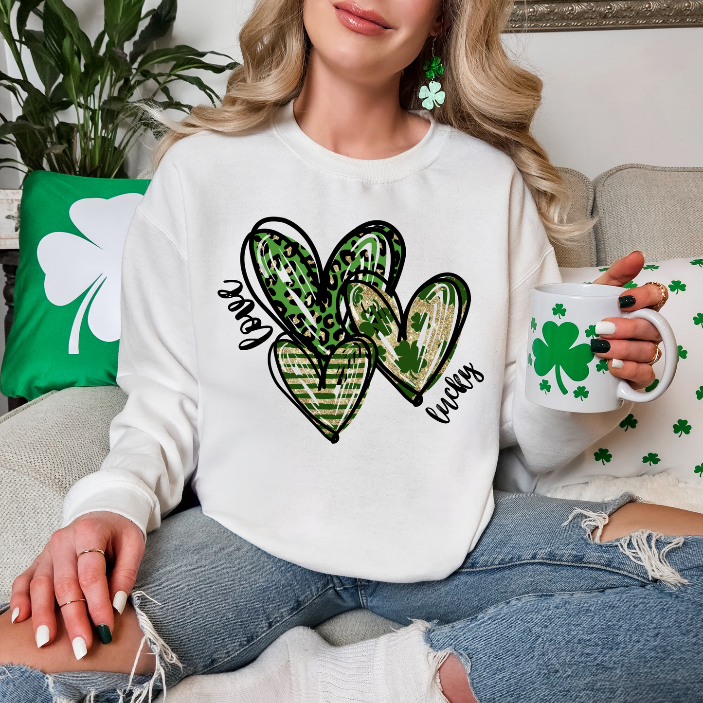 Lucky Hearts Shamrock DTF Transfer