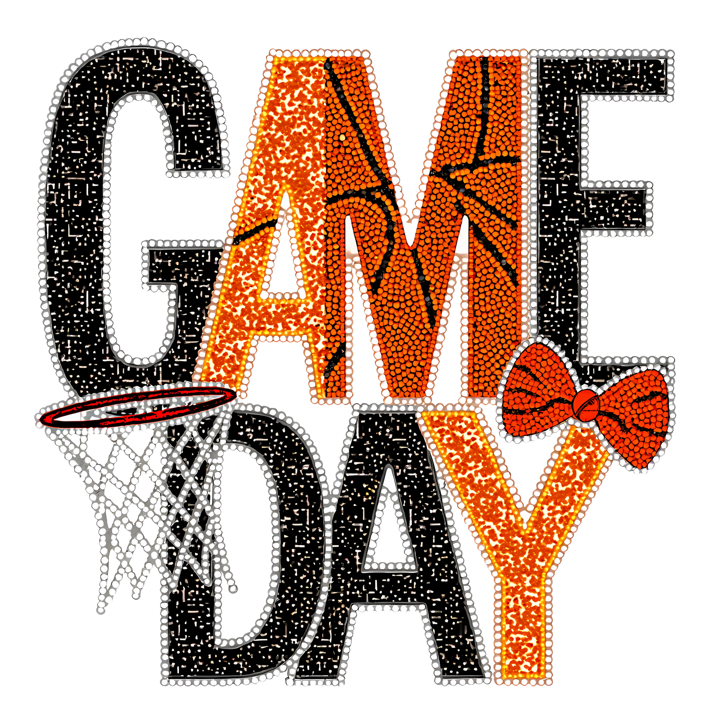 Rhinestone Game Day Basketball Graphic Design for Shirts Digital Download PNG
