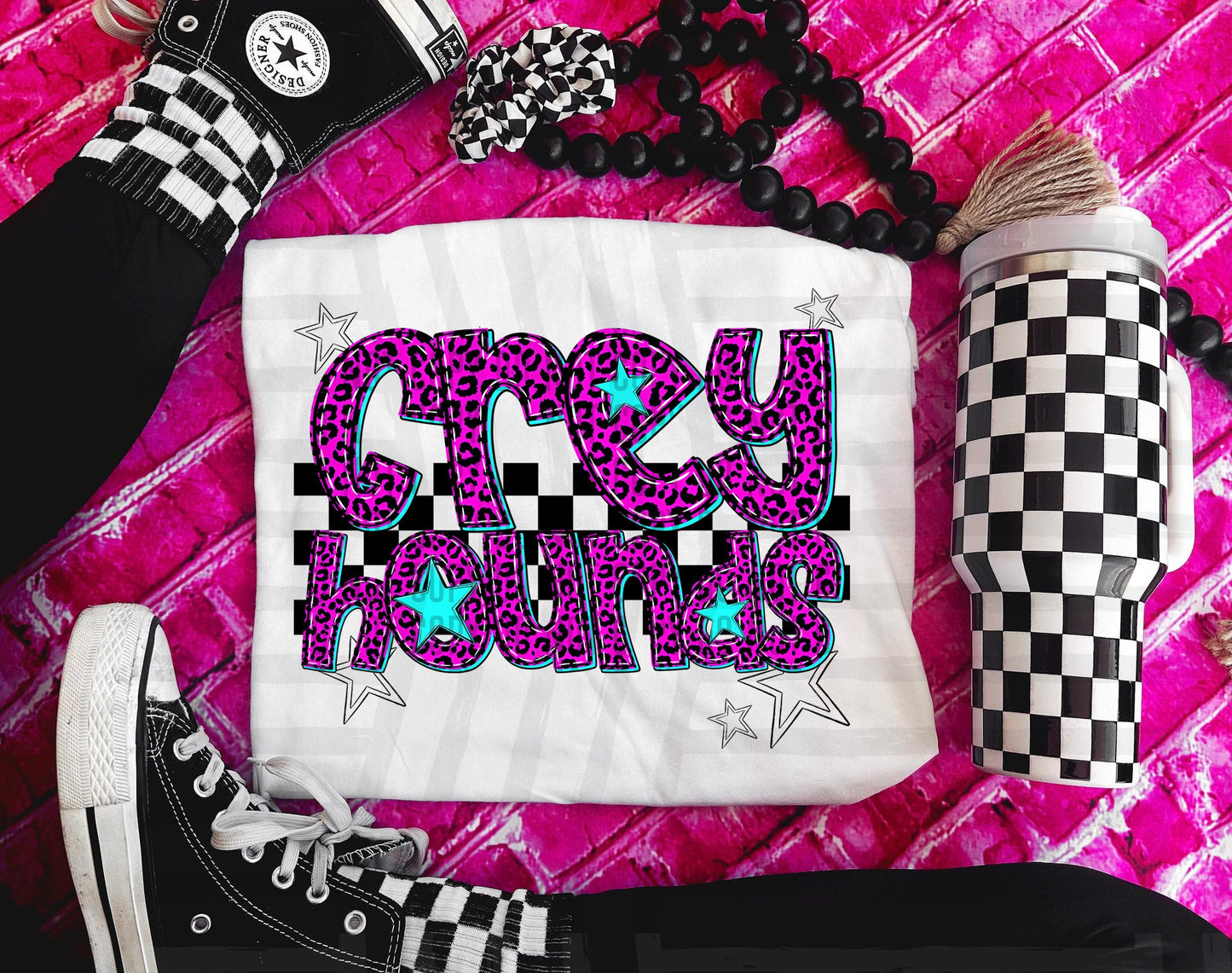Greyhounds (pink neon leopard)