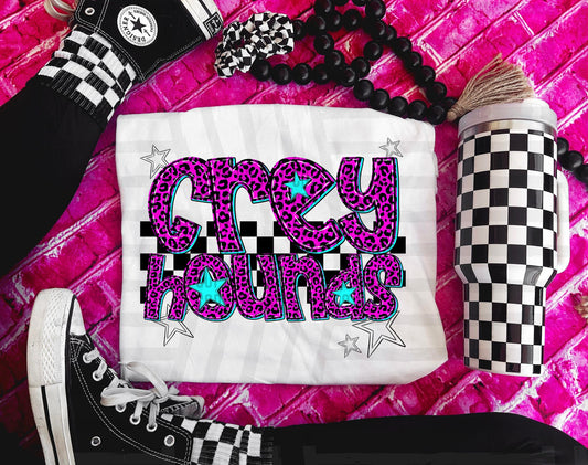 Greyhounds (pink neon leopard)