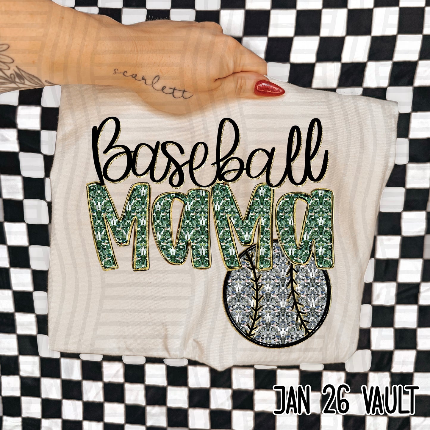 Baseball Mama Dark Green DTF Transfer