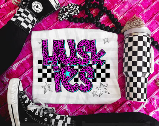 Huskies (pink neon leopard)