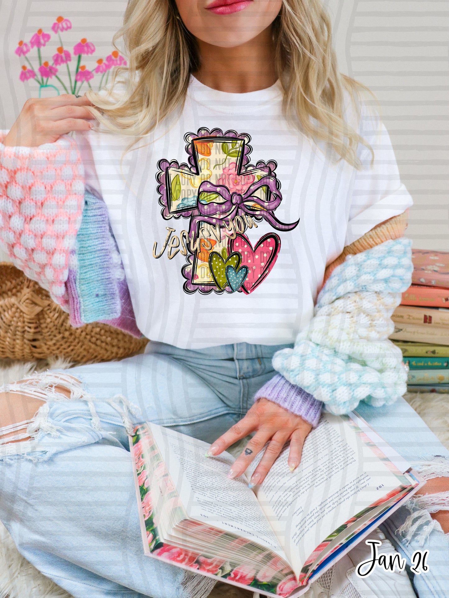 He Is Risen Cross DTF Transfer