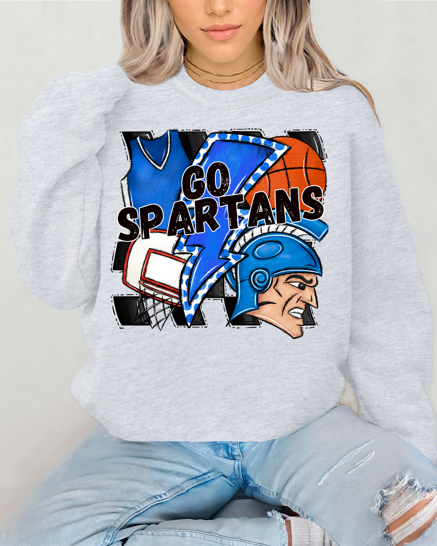 Go Spartans Basketball (blue)