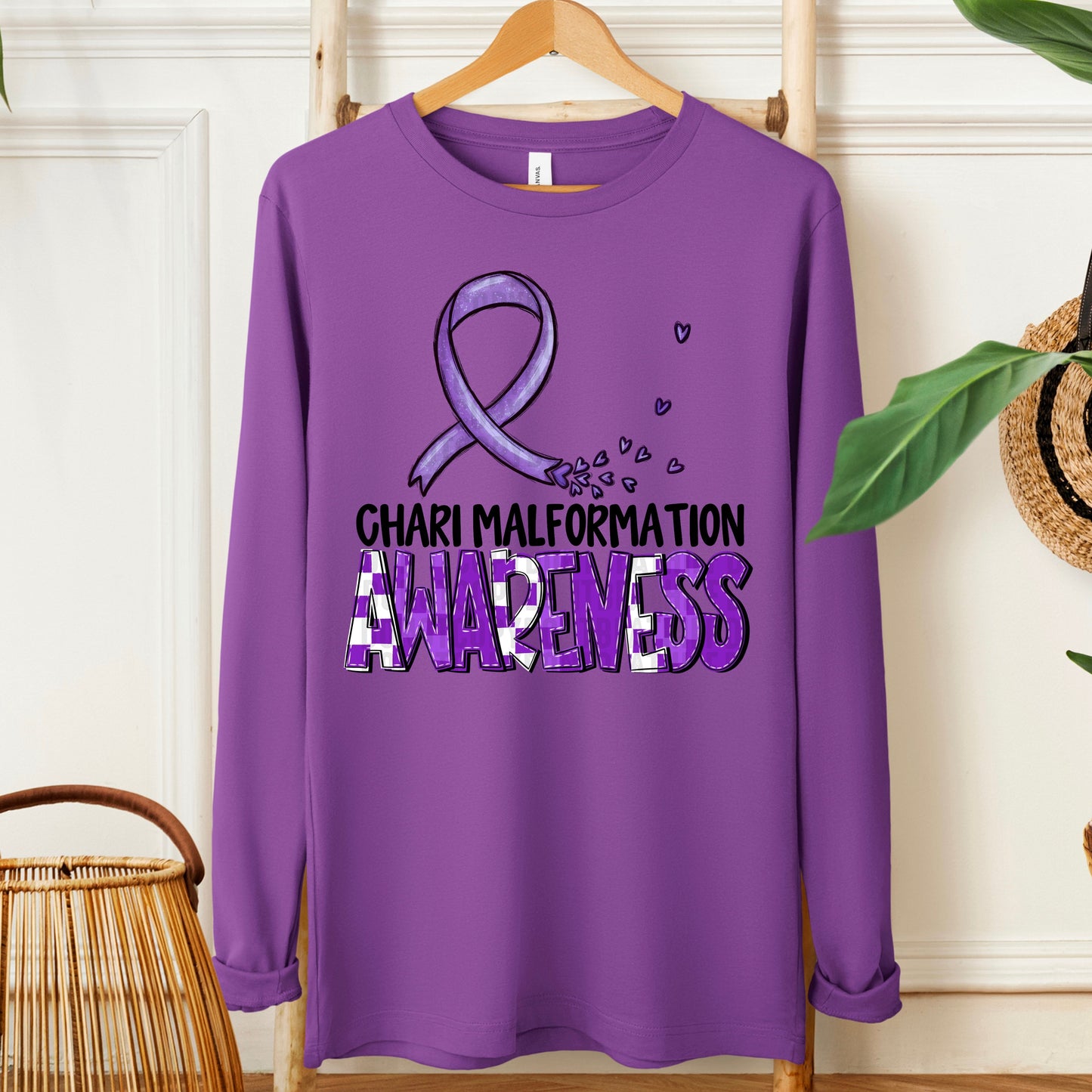Chari Malformation Awareness-black (checkered purple)