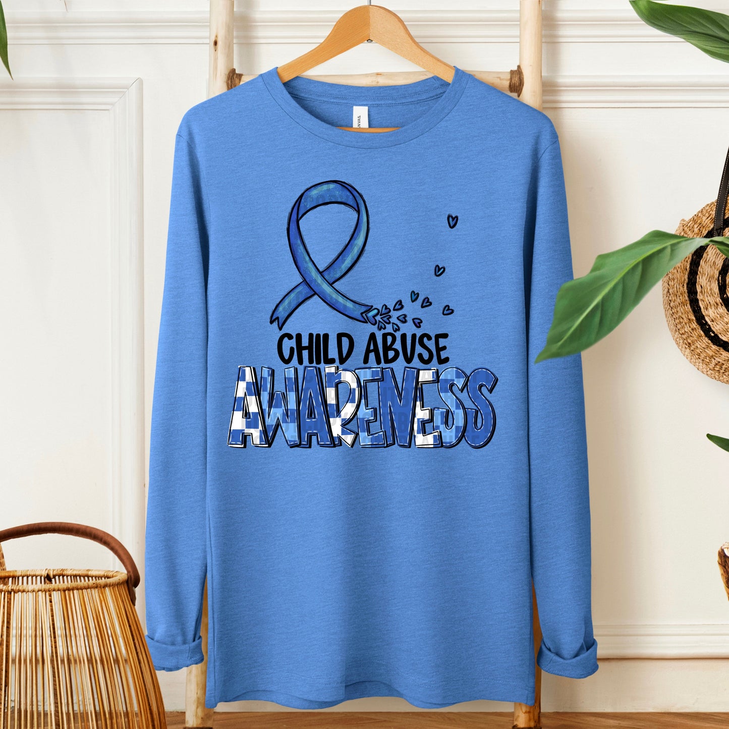 Child Abuse Awareness-black (checkered blue)