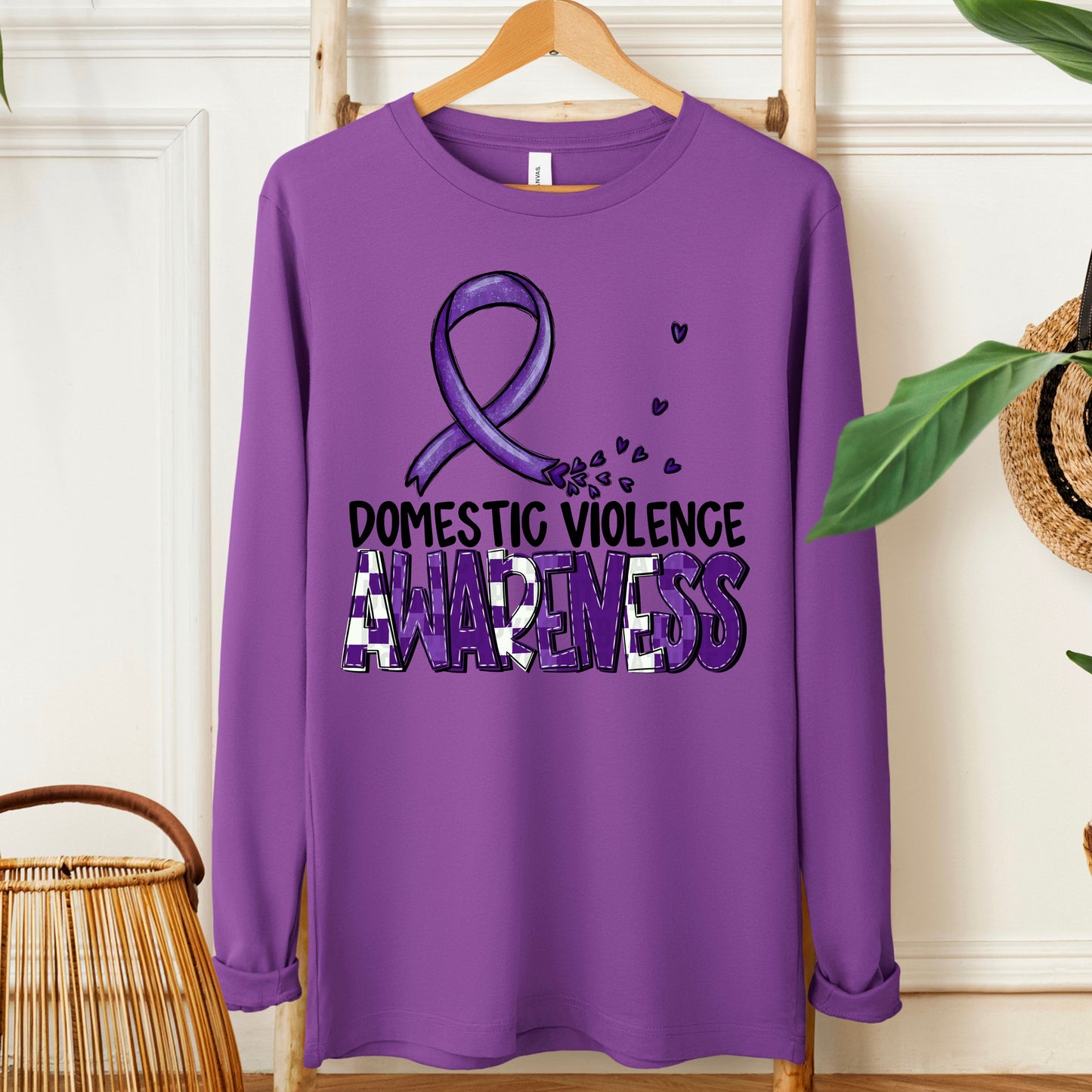 Domestic Violence Awareness-black (checkered purple)