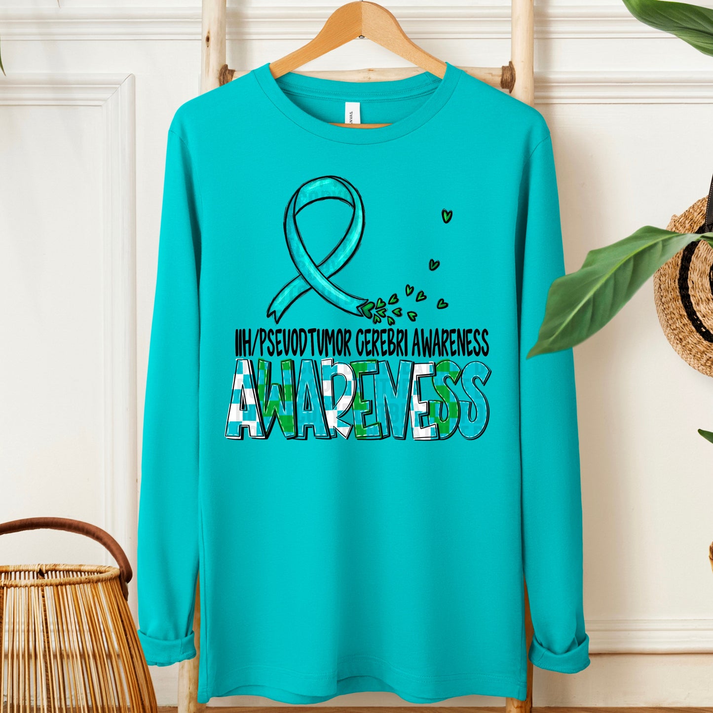 IIH/Pseudotumor Cerebri Awareness-black (checkered blue)