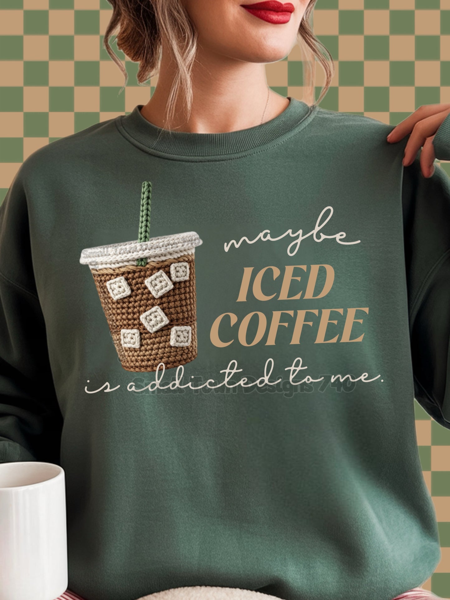 Maybe Iced Coffee Is Addicted to Me – Knitted Style DTF Transfer