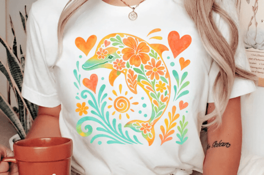 Boho floral dolphin
