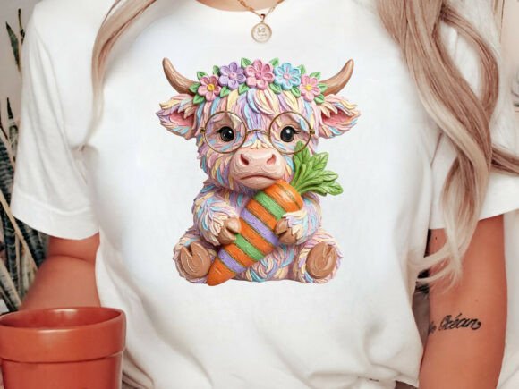 Spring Highland Cow Floral Easter DTF Transfer