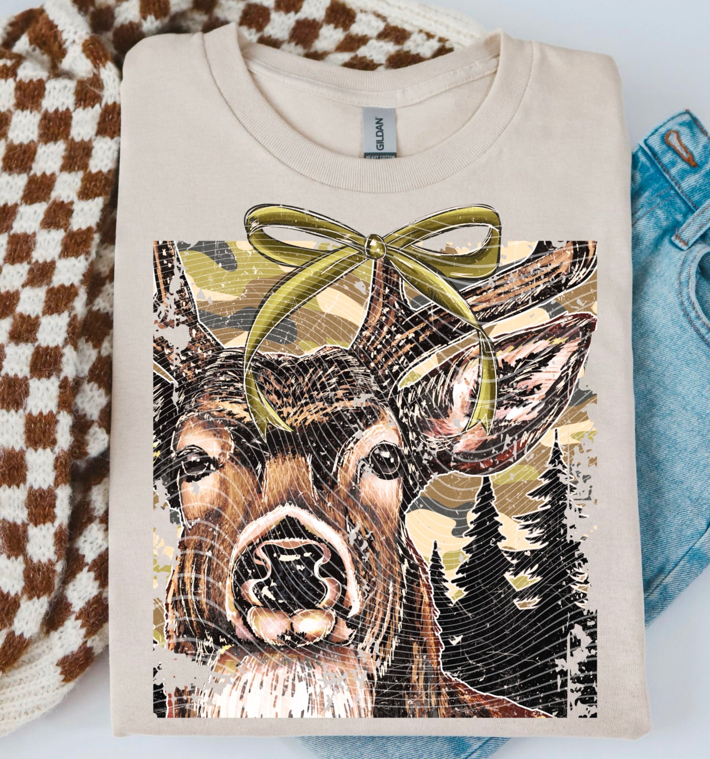 Buck Bow Camo Square DTF Transfer