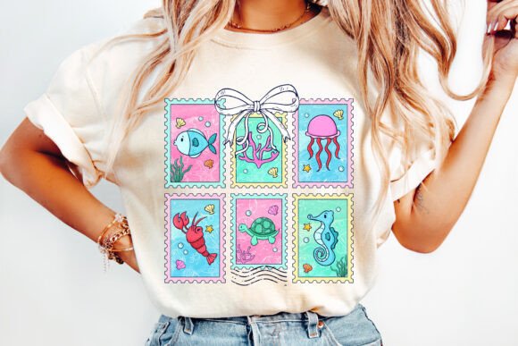 Ocean animals collage