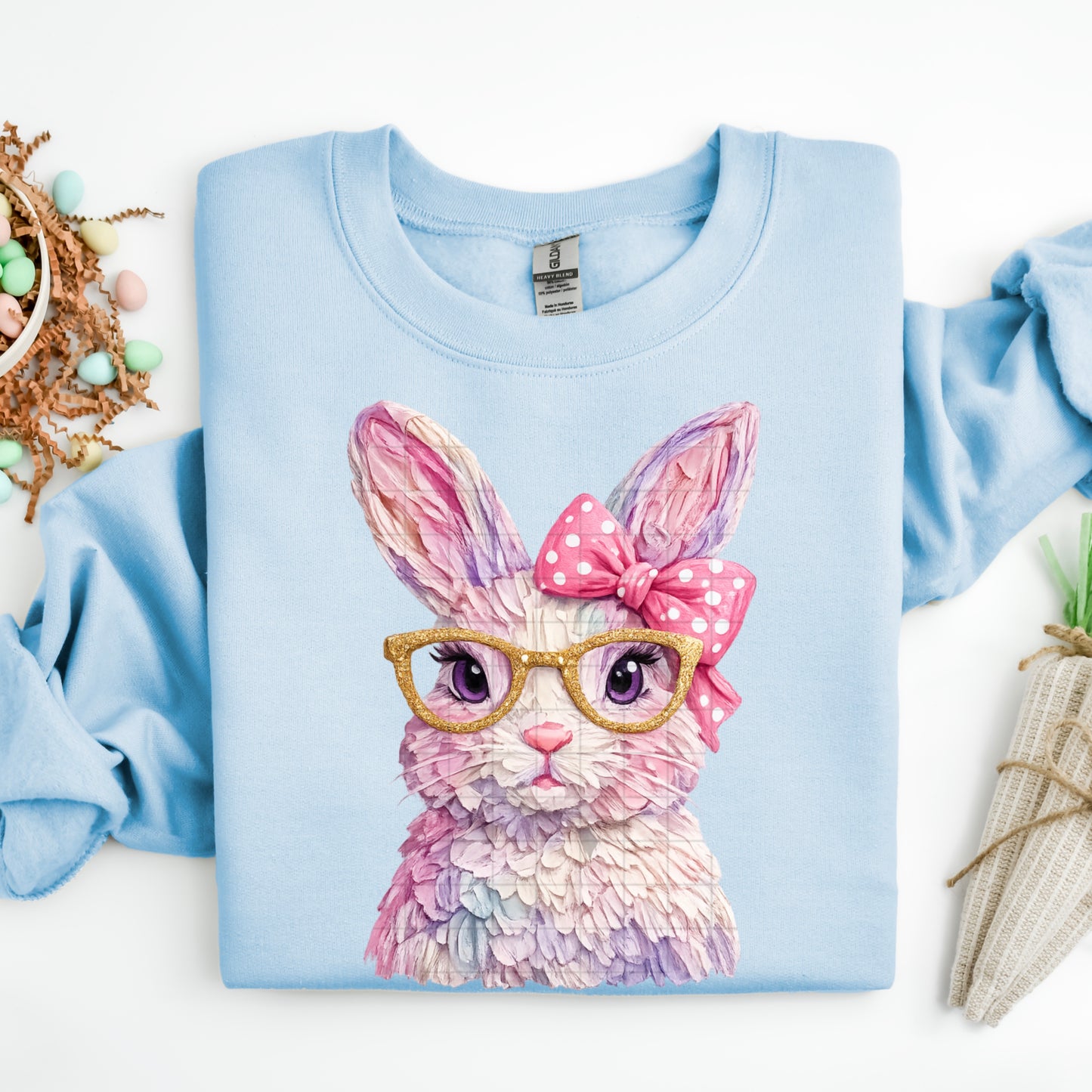 Girl Bunny with Bow & Glasses – Easter DTF Transfer