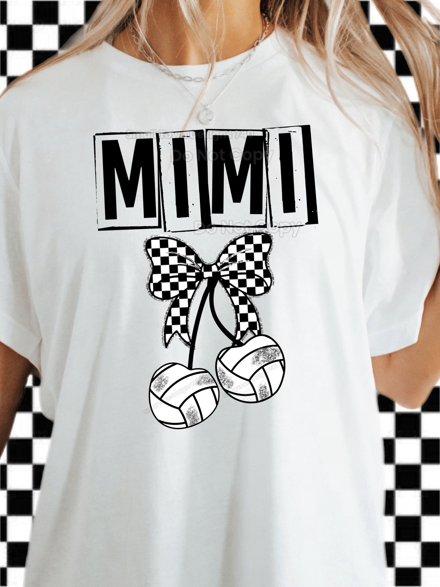 Volleyball Checkered Bow Mimi