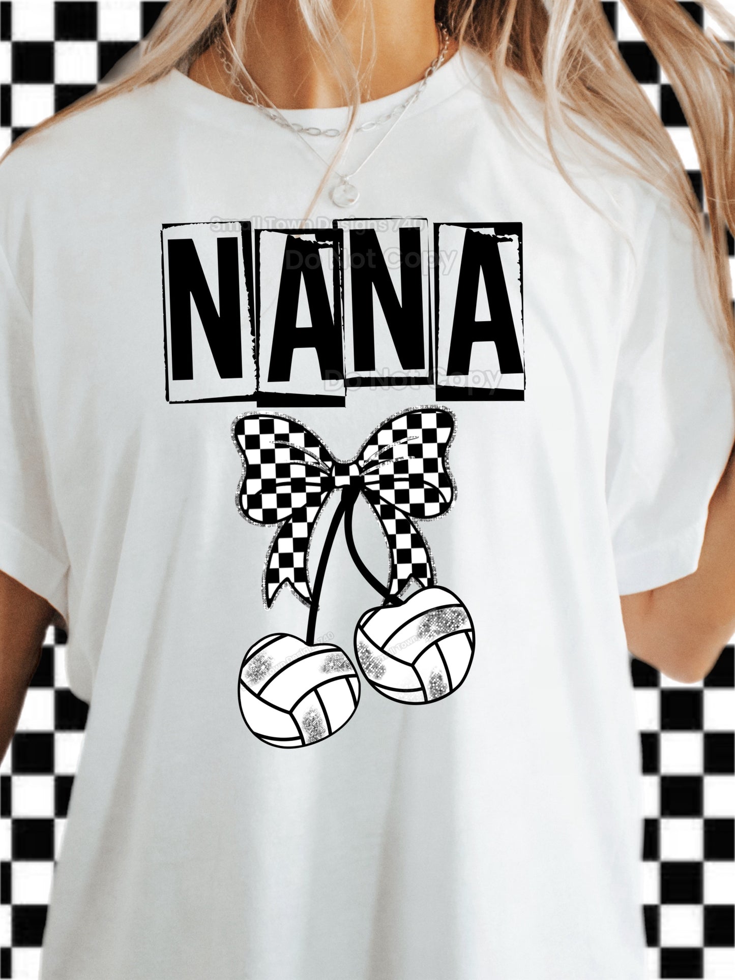 Volleyball Checkered Bow Nana