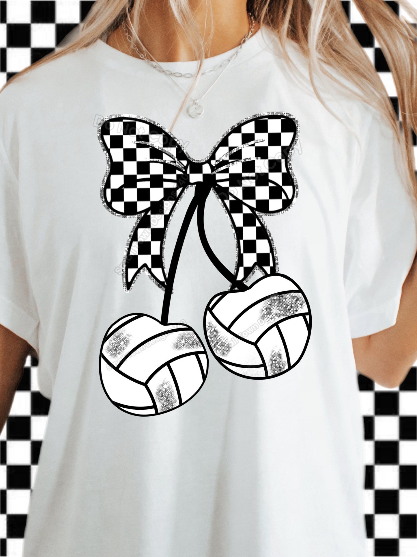 Volleyball Checkered Bow