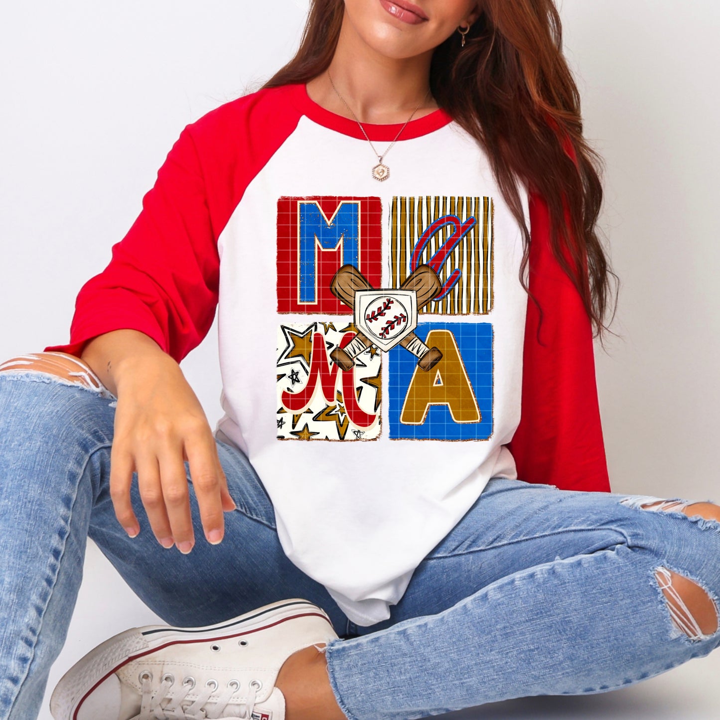 Baseball Mama Patchwork DTF Transfer