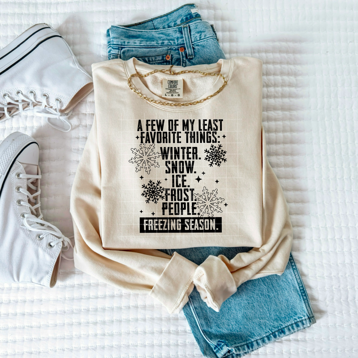 A Few of My Least Favorite Things Winter Snow Ice Funny Winter DTF Transfer (black)