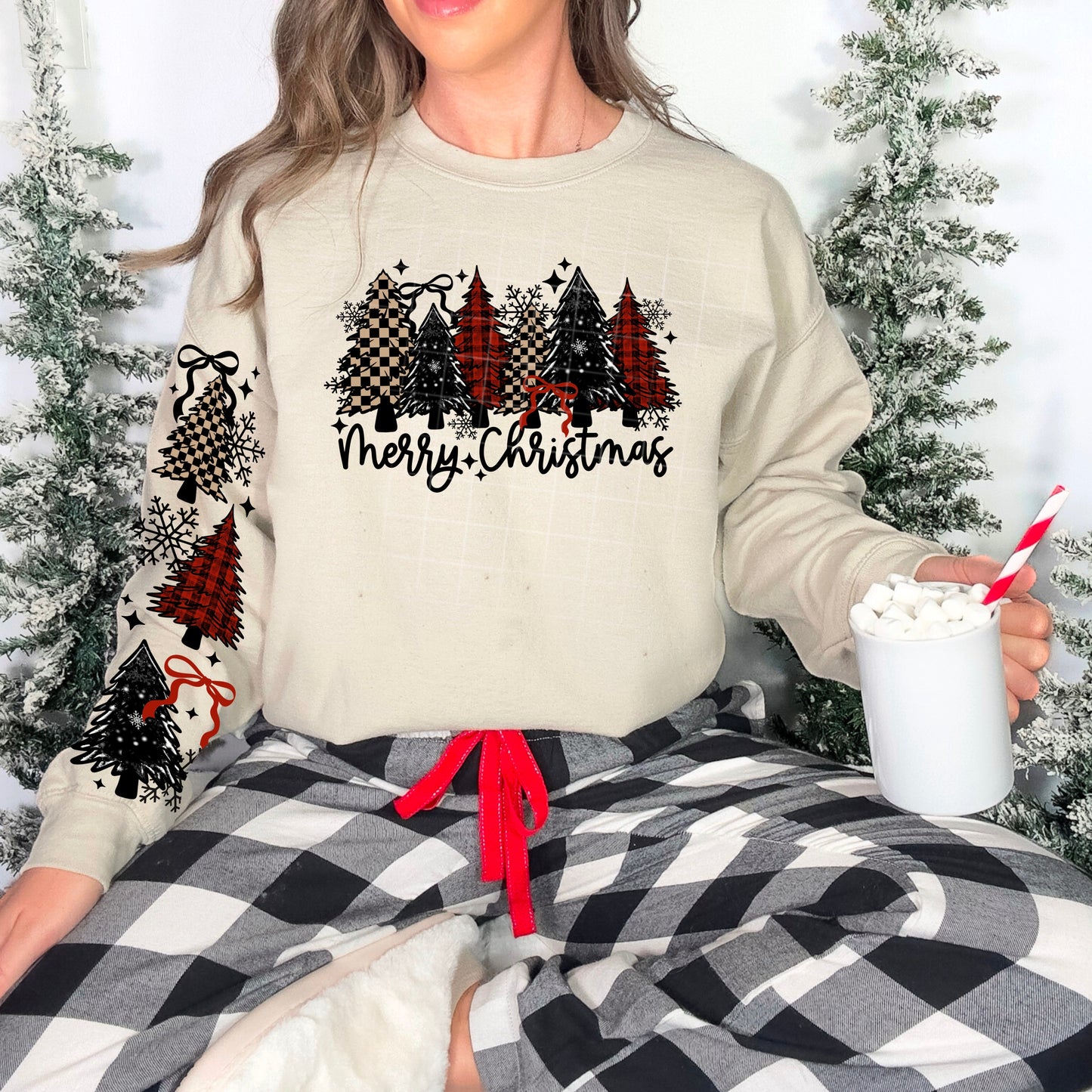 Checkered/Plaid Merry Christmas Trees (front)