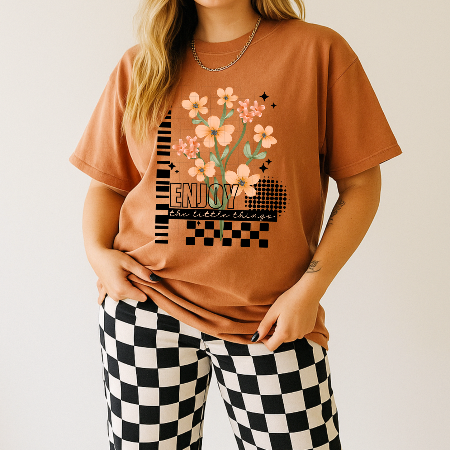 Enjoy the Little Things Floral DTF Transfer (black)