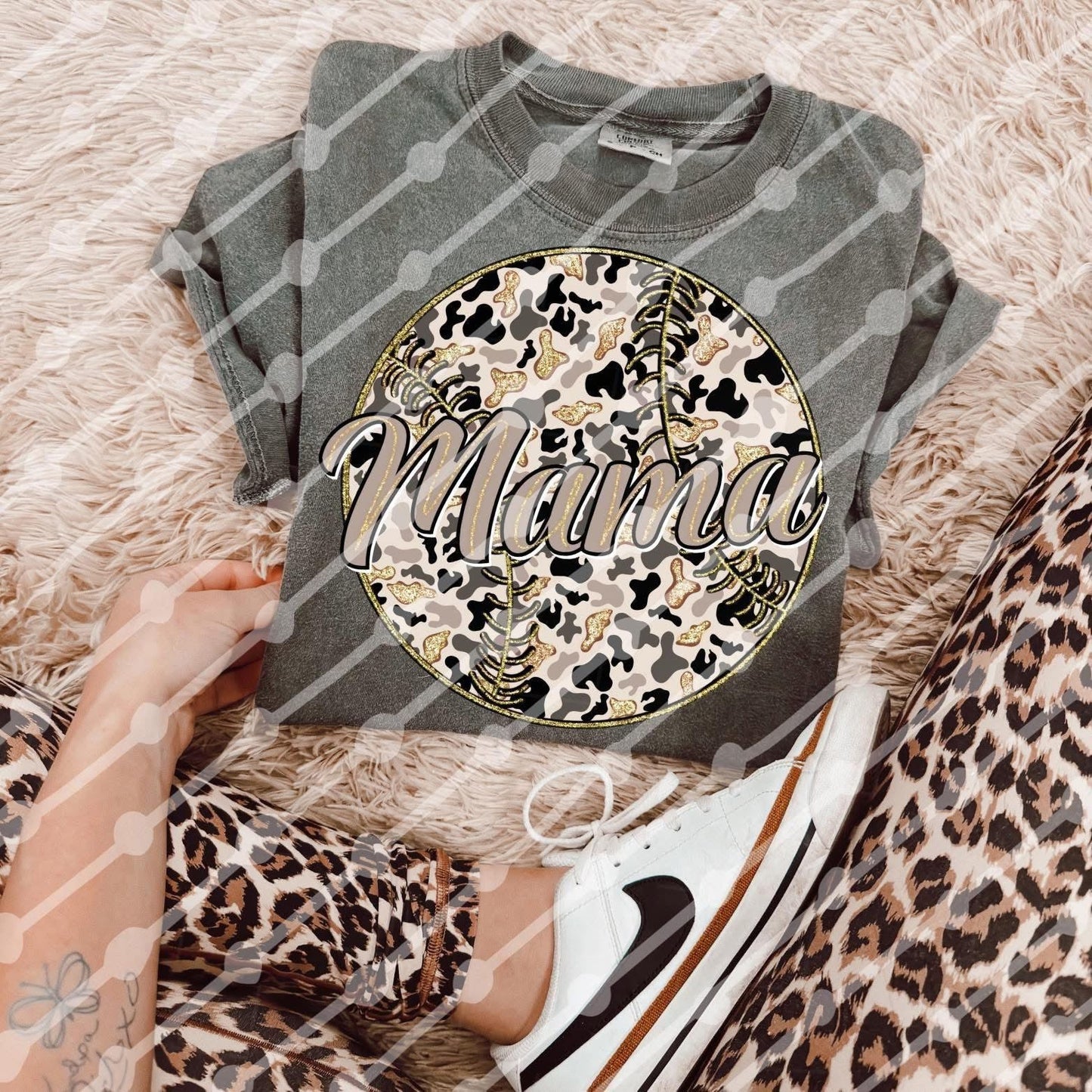 Camo gold baseball mama