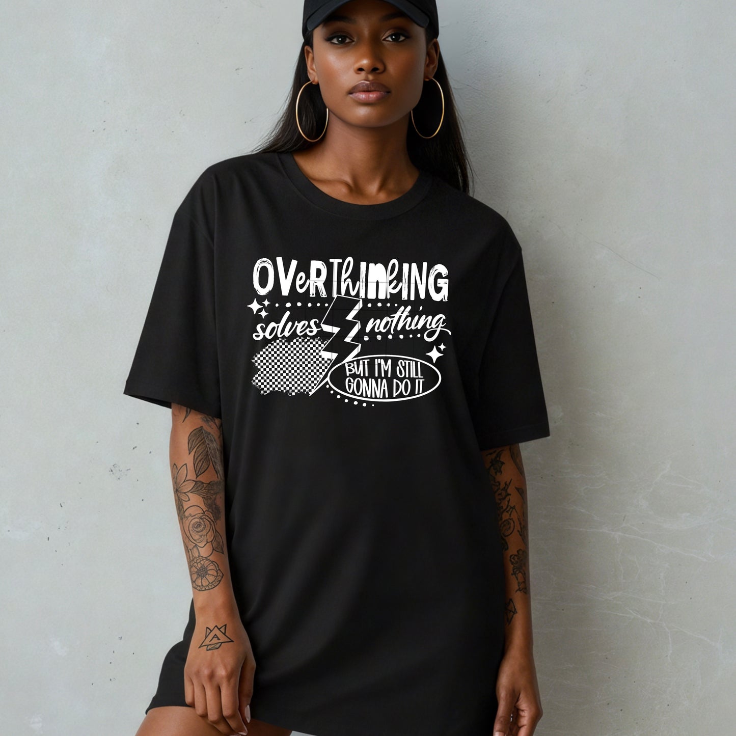 Overthinking Solves Nothing But I’m Still Gonna Do It DTF Transfer (white)