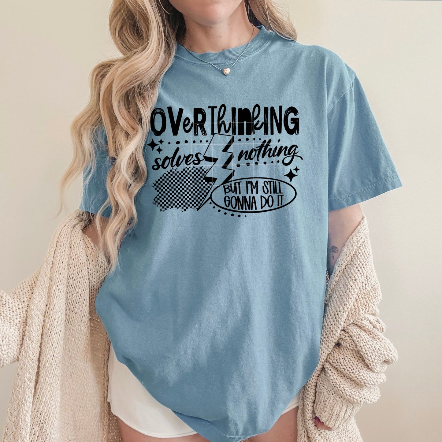 Overthinking Solves Nothing But I’m Still Gonna Do It DTF Transfer (black)