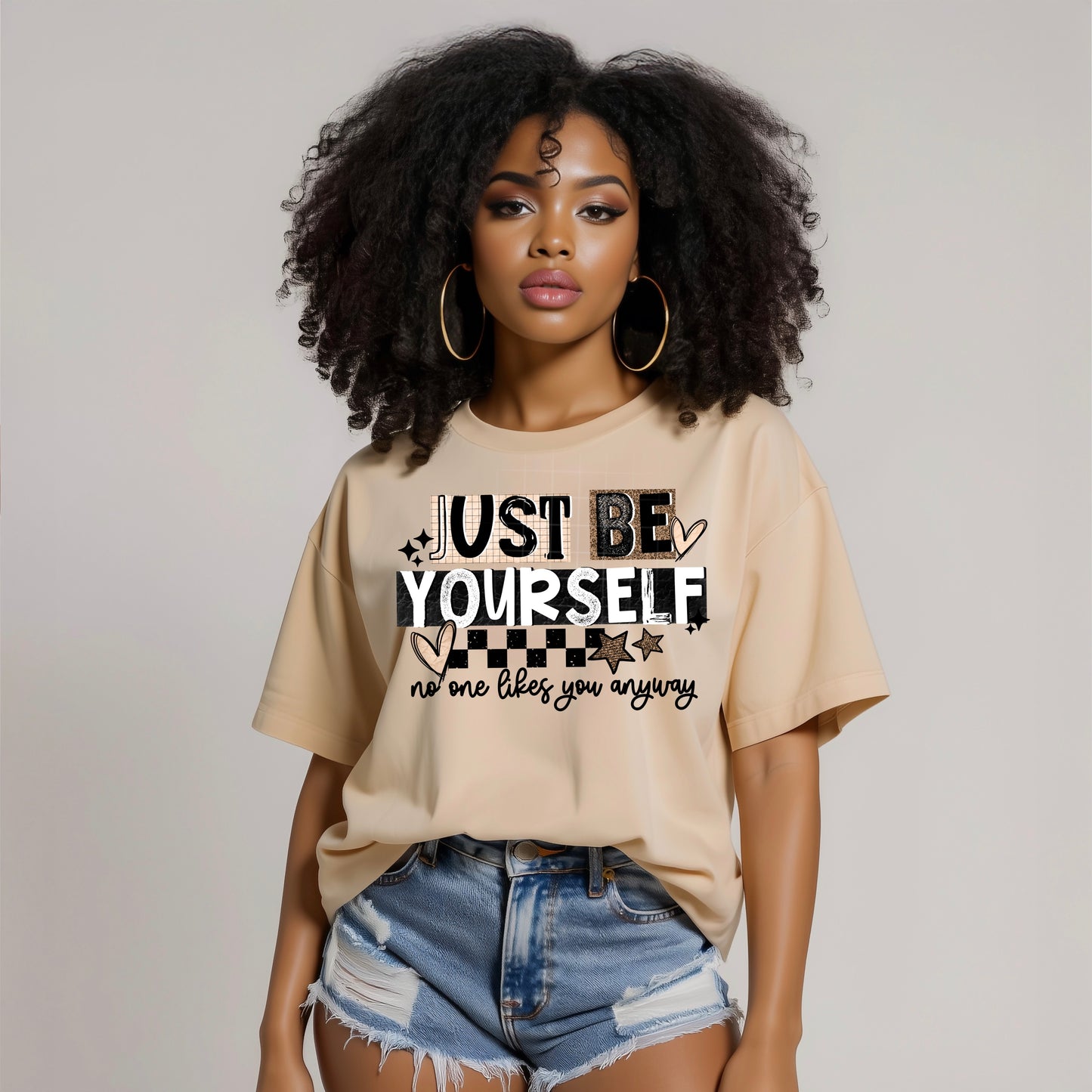 Just Be Yourself Quote DTF Transfer (black)