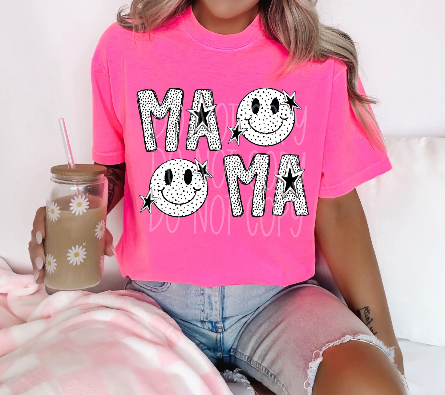 Mama w/smiley (bw dots)