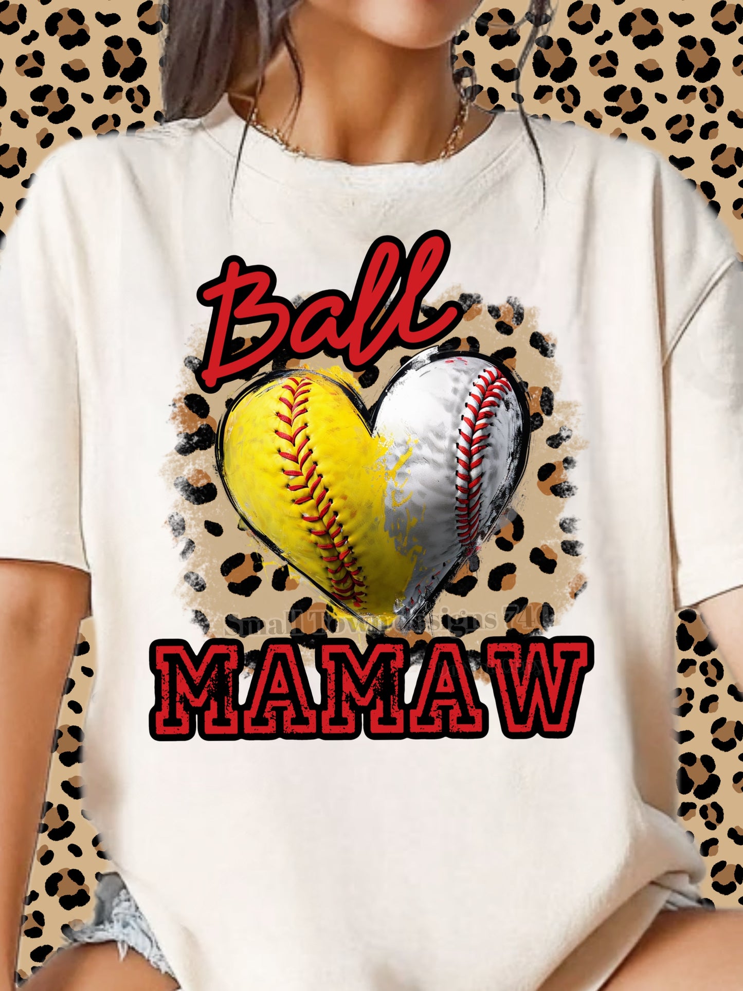 Baseball Softball Heart DTF Transfer (Mamaw)