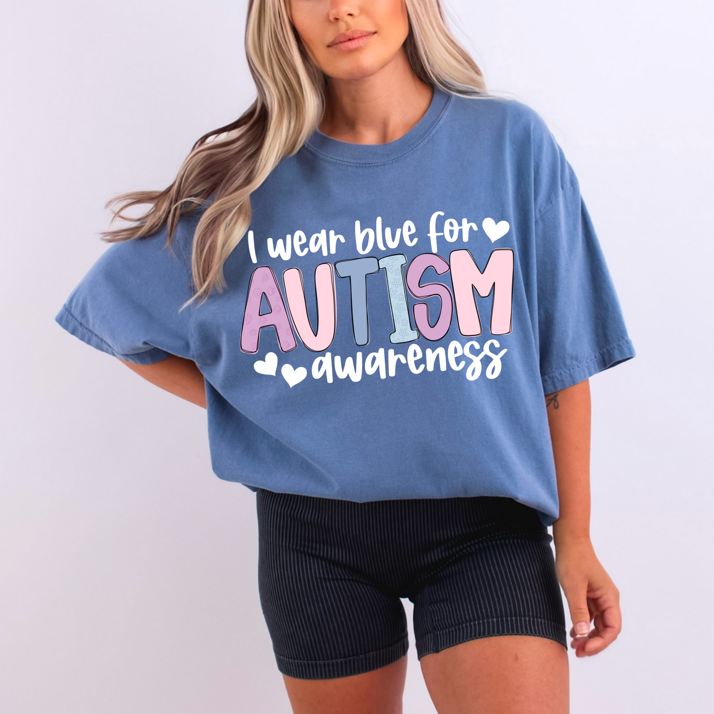 I wear blue for autism awareness (white)