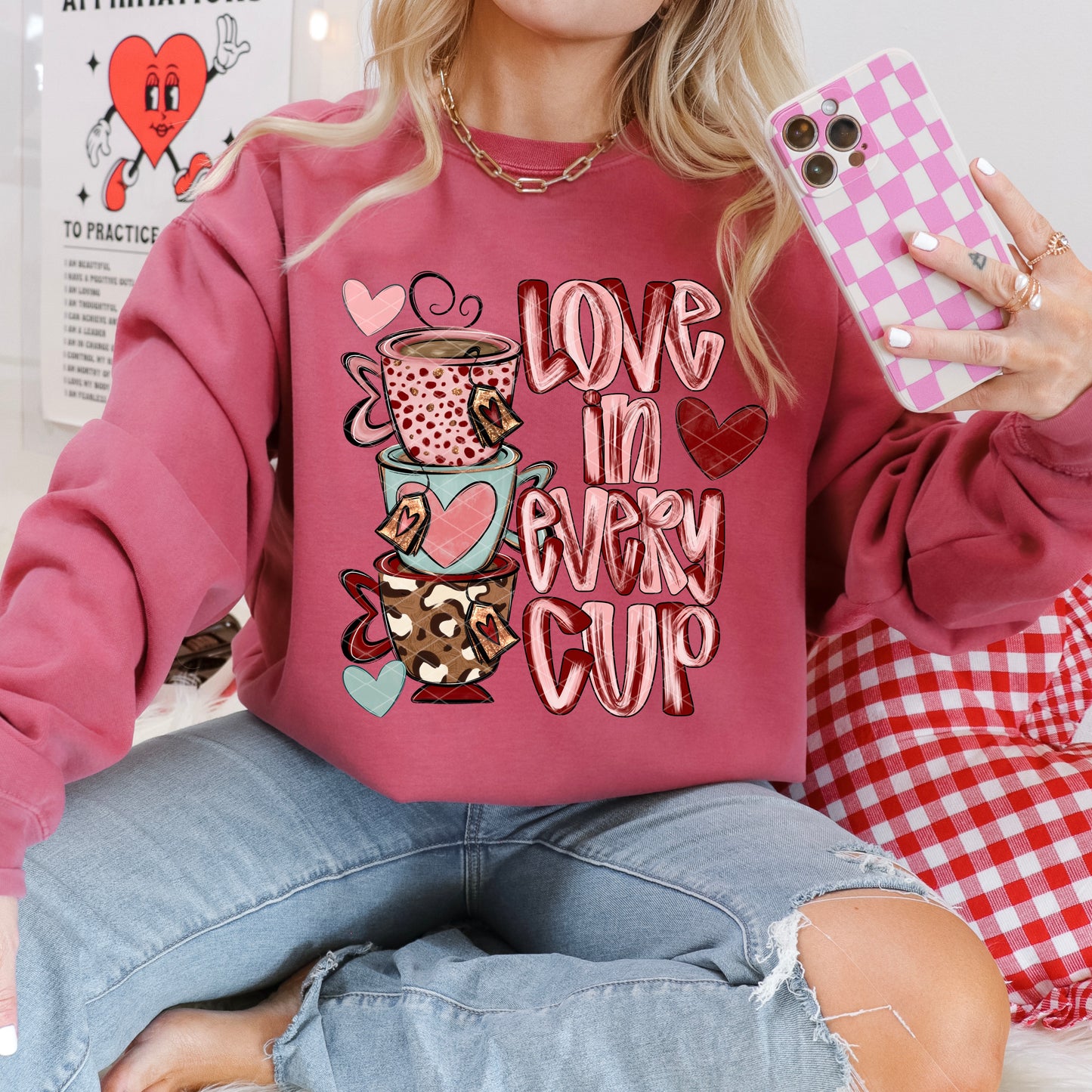 Love in Every Cup Coffee Valentine DTF Transfer