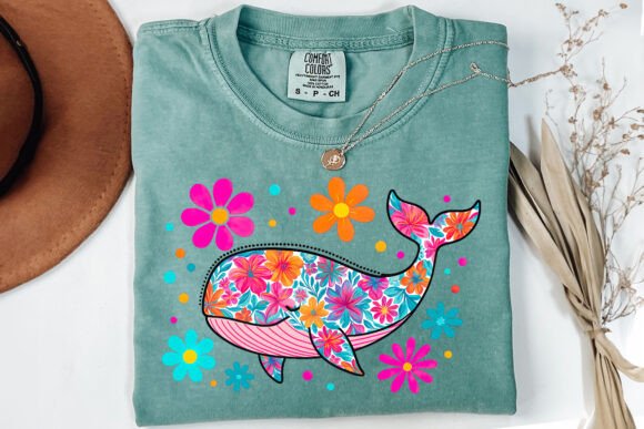 Preppy Floral Whale