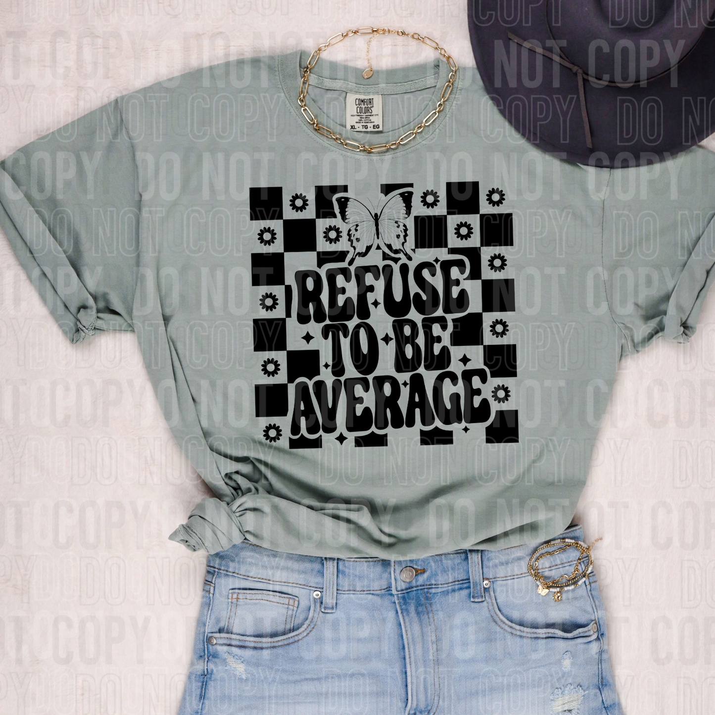 Refuse to be average checkered (black)