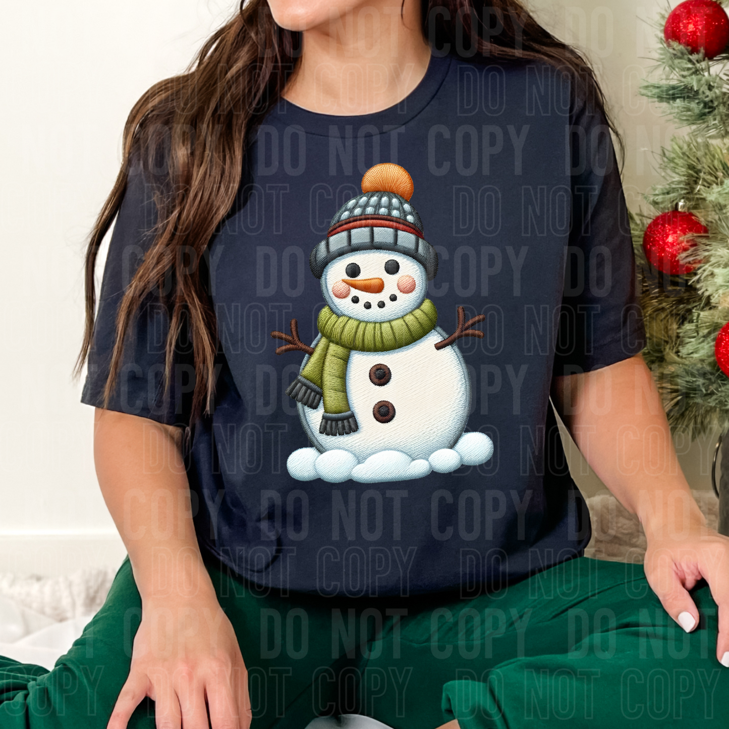 Faux embroidery snowman