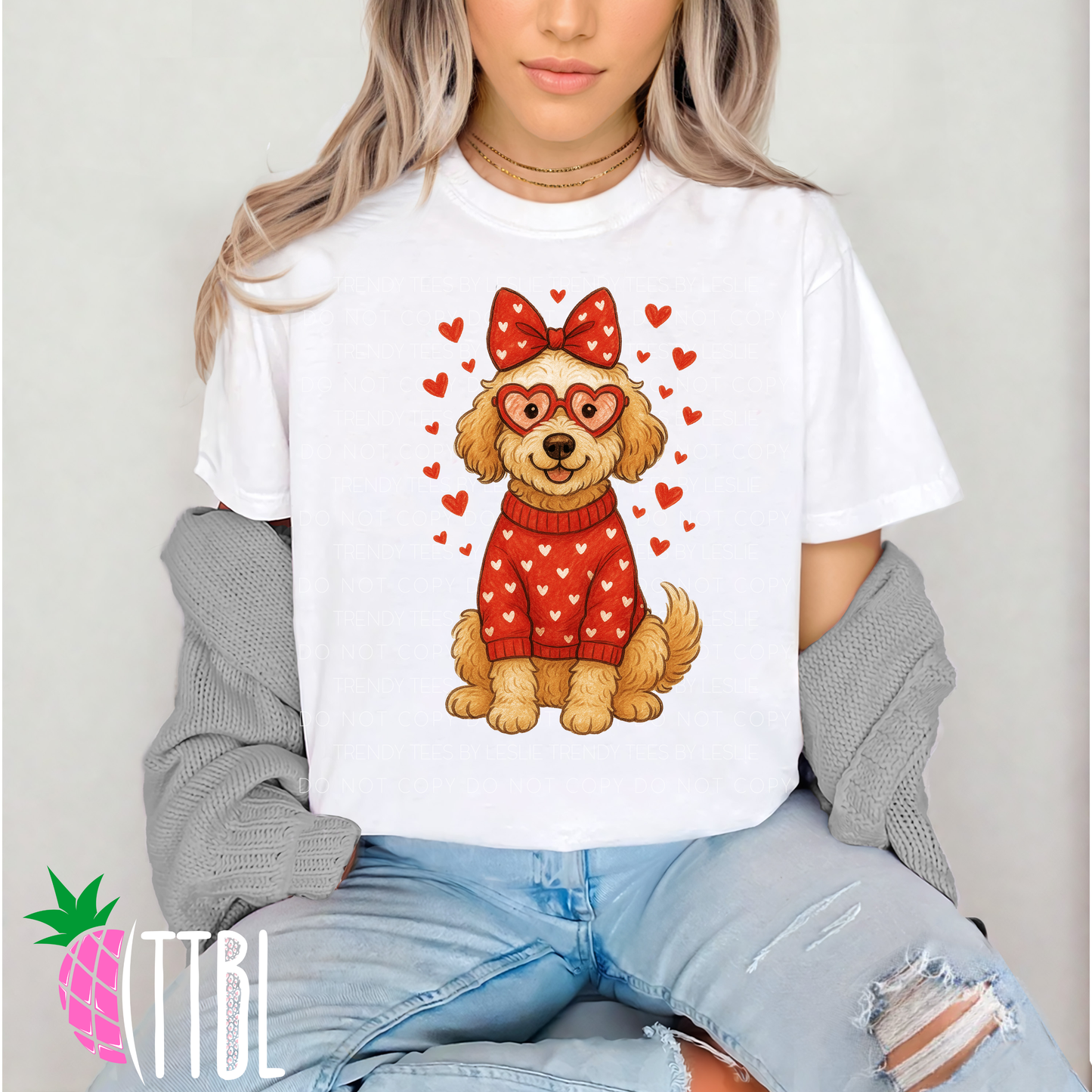 Valentine Doodle Dog DTF Transfer