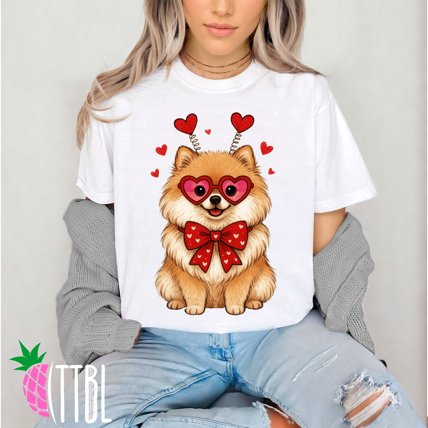 Valentine Pomeranian Dog DTF Transfer