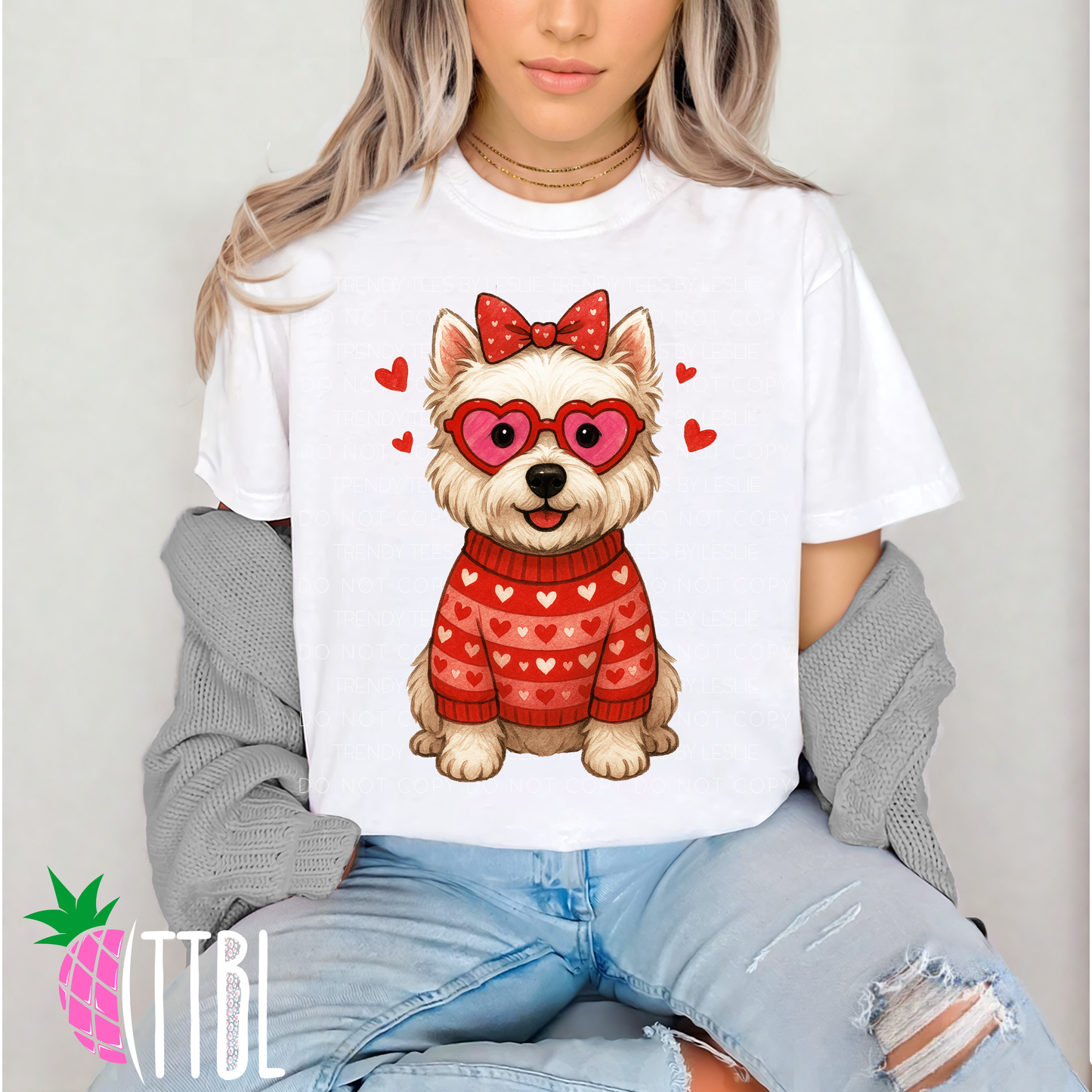 Valentine West Highland Terrier Dog DTF Transfer