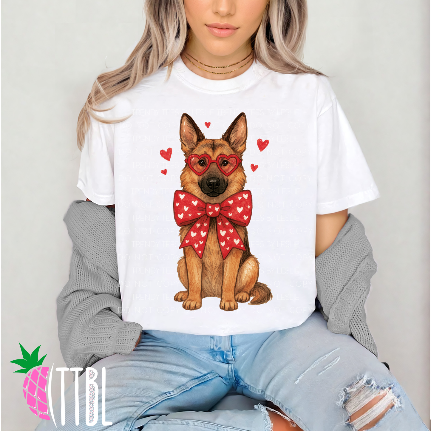 Valentine German Shepherd Dog DTF Transfer