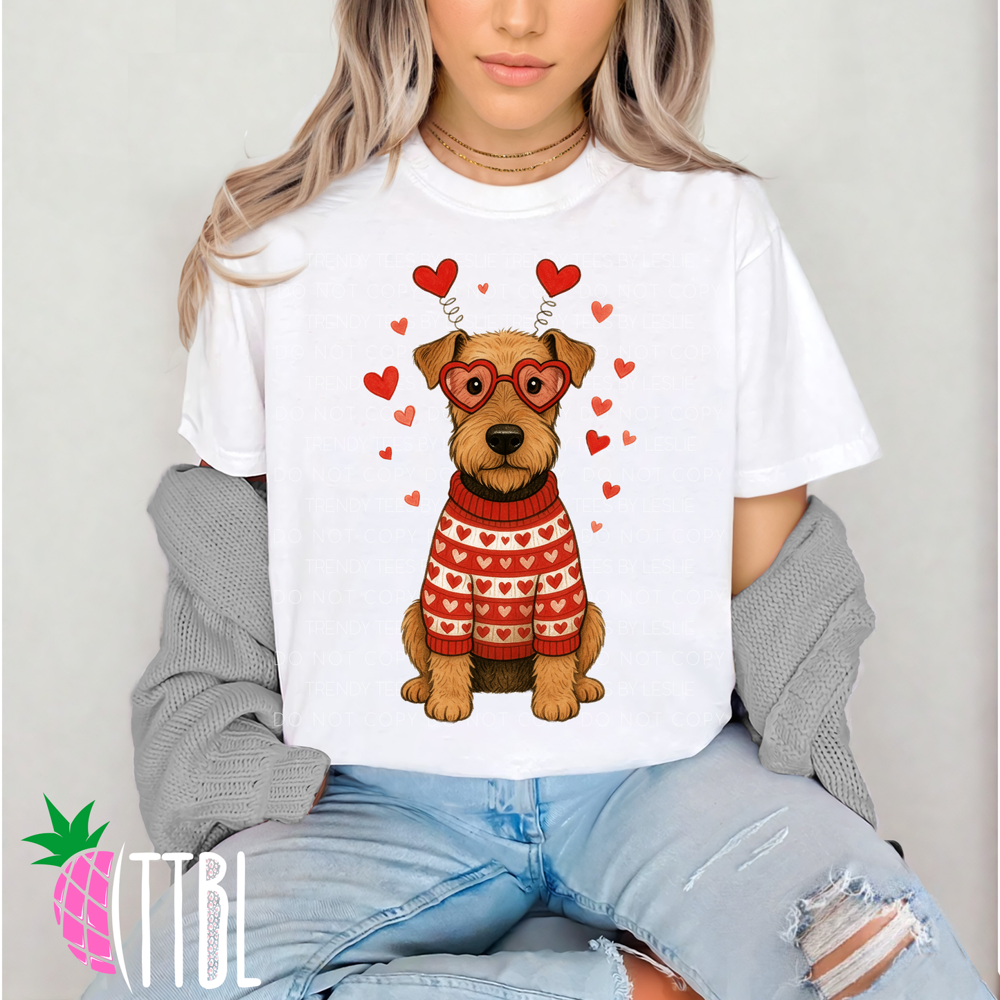 Valentine Airedale Terrier Dog DTF Transfer