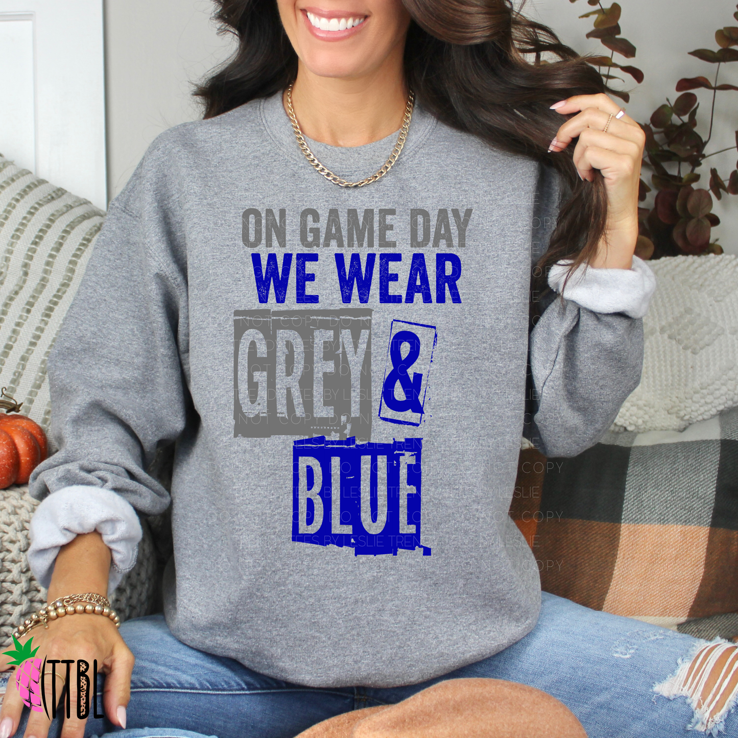 On Game Day We Wear Grey & Blue | DTF Heat Transfer