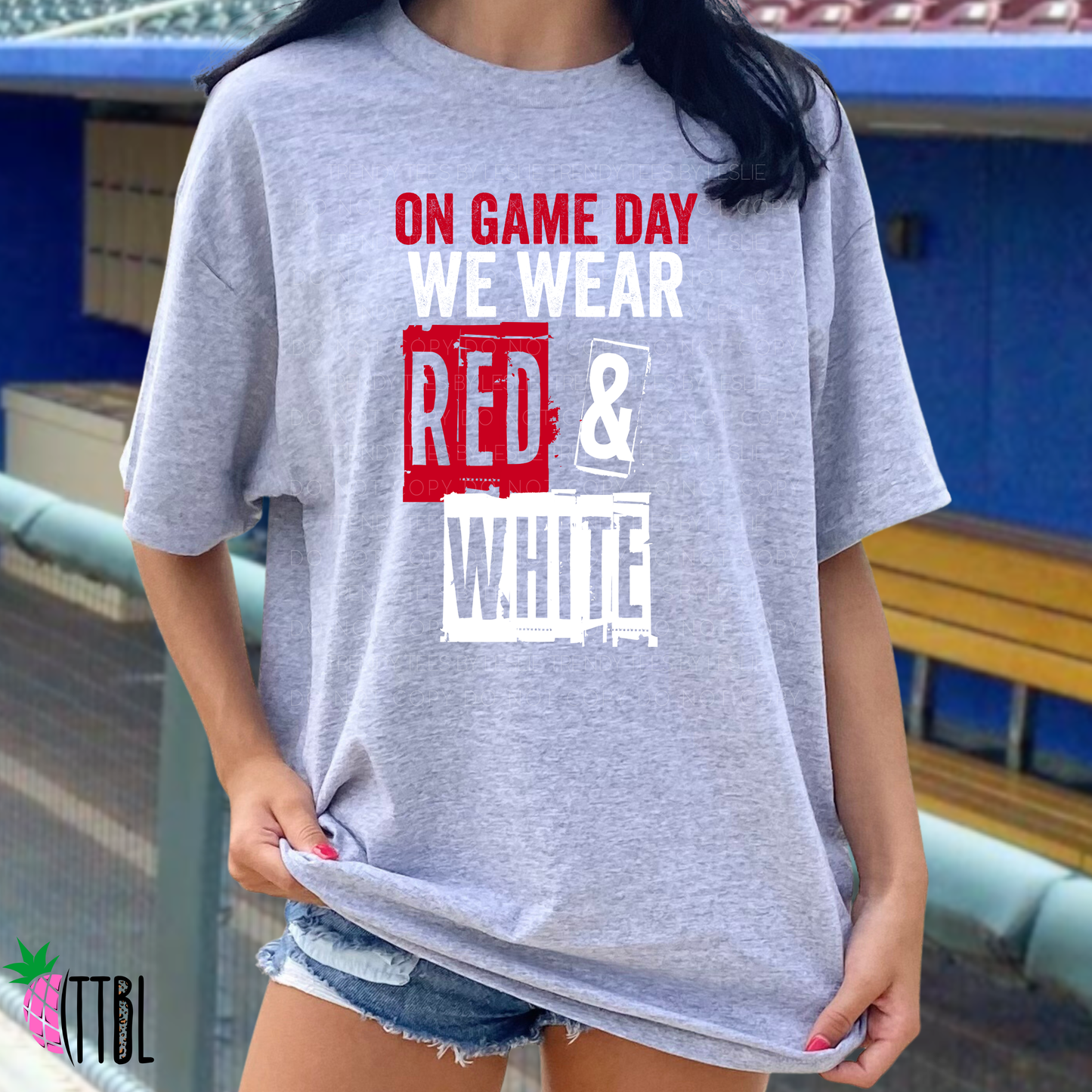 On Game Day We Wear Red & White | DTF Heat Transfer